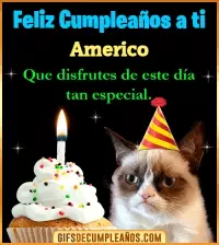GIF Gato meme Feliz Cumpleaños Americo
